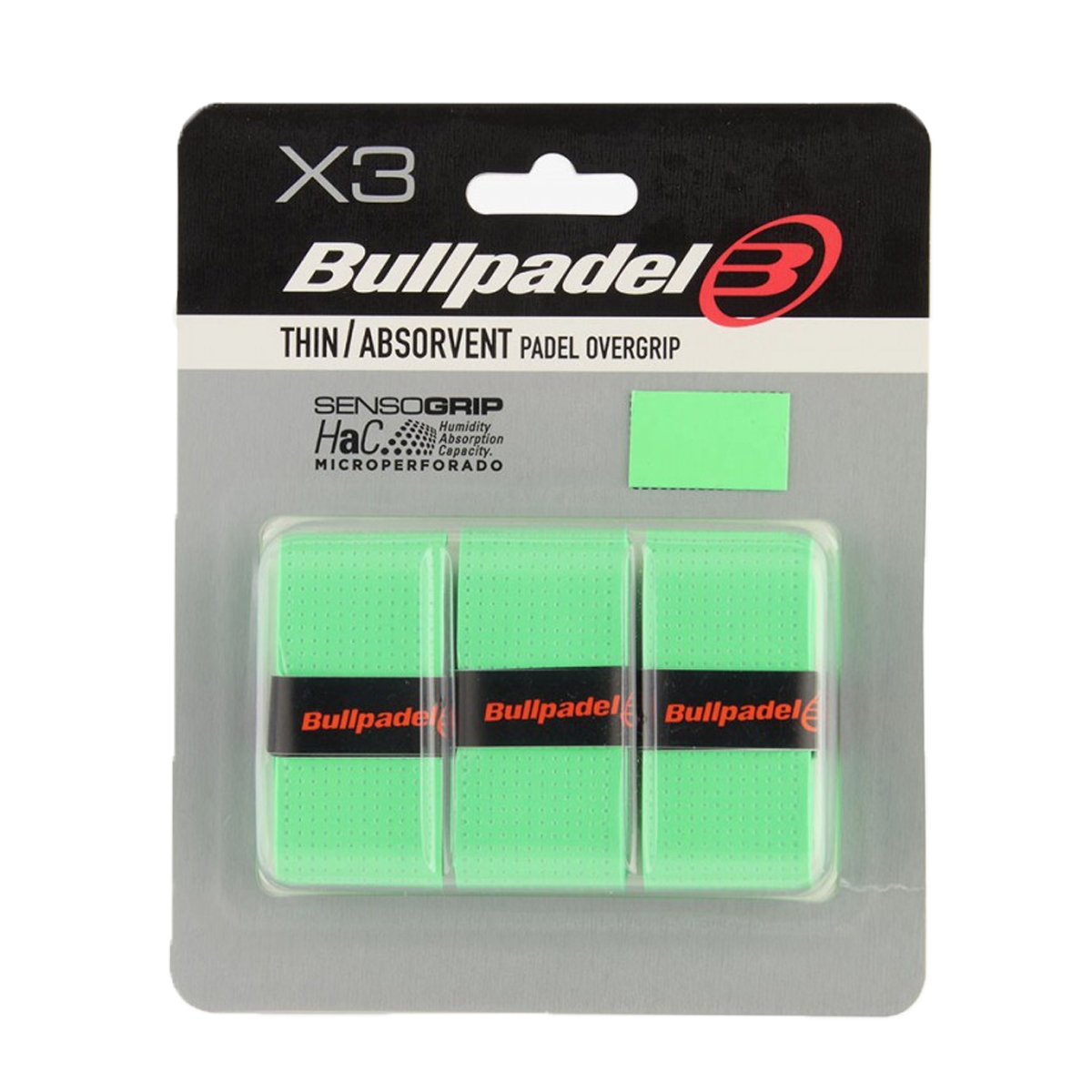 Bullpadel Green Overgrip Perforated - 3 Pack
