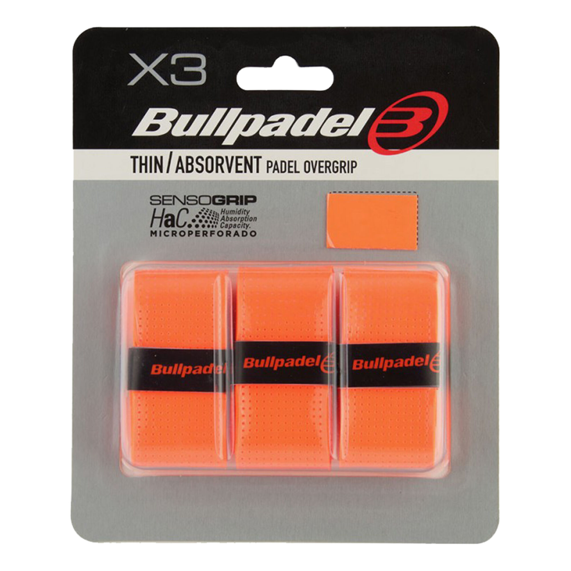 Bullpadel Orange Overgrip Perforated  - 3 Pack