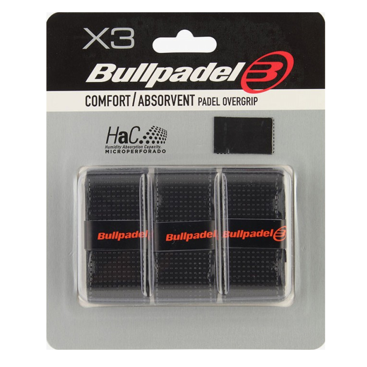 Bullpadel Black Overgrip Perforated  - 3 Pack